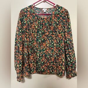 J. Crew Factory Women’s Long sleeve popover  Cotton Floral Size XL